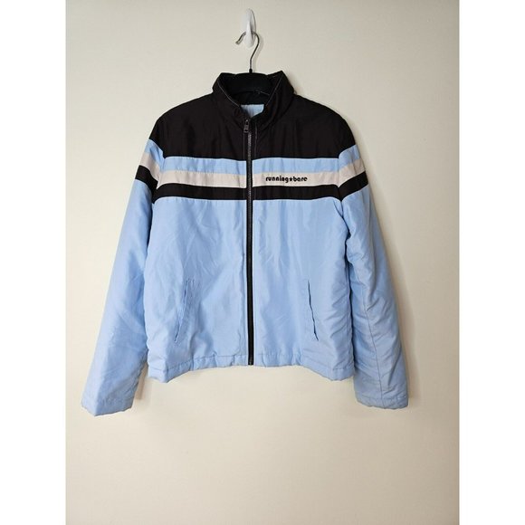 RUNNING BARE lightly padded jacket women's size 12 retro 70s 80s brown blue - Picture 2 of 9
